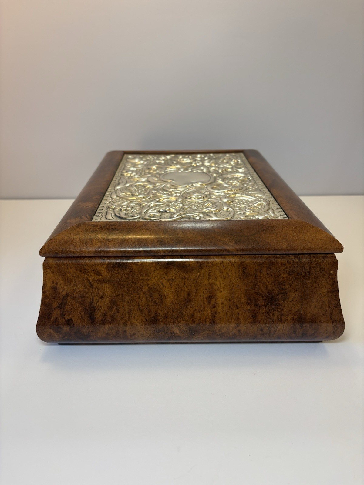 Sterling Silver & Wood Vintage Tea Storage Box Hand Made In Italy Art Collection