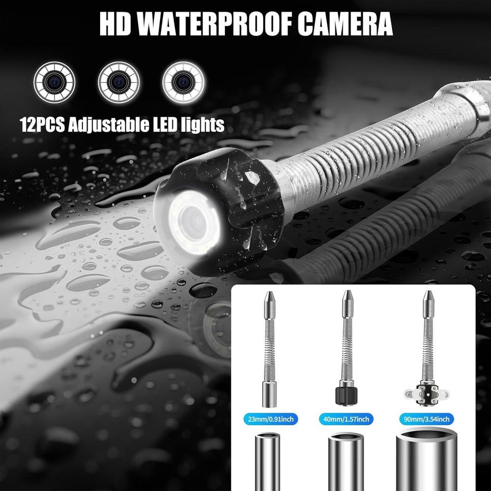 Sewer Camera, Pipe Inspection Camera 100Ft -Real-Time Locator 9"1080p Display🔔