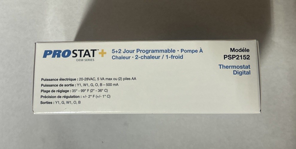 Prostat Plus Model PSP2152 Thermostat Programmable 5+2 Day Digital ($89. Retail)
