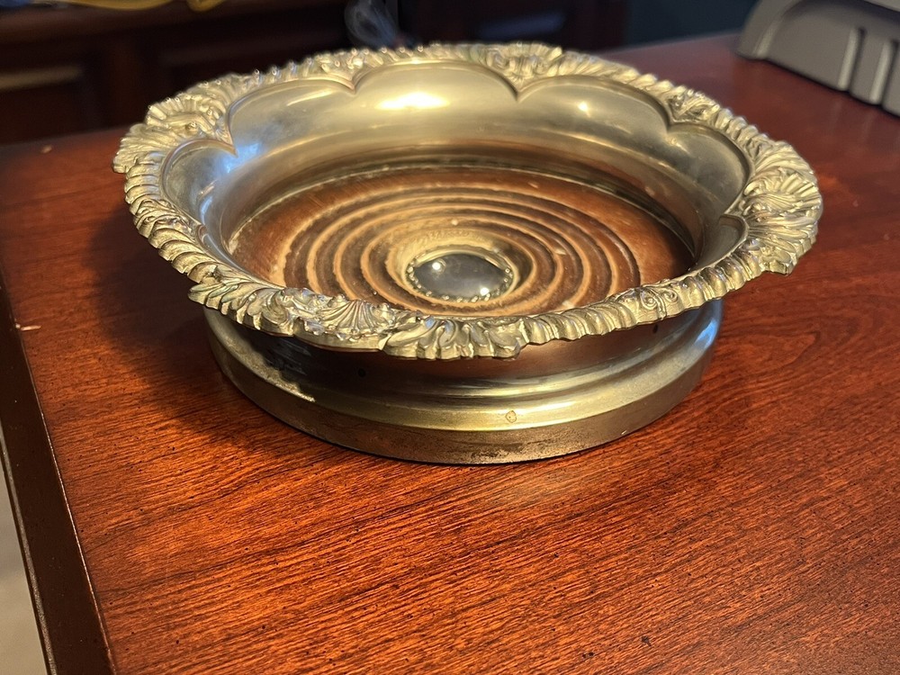 Vintage Silver Plate Champagne/Wine Bottle Coaster Signed