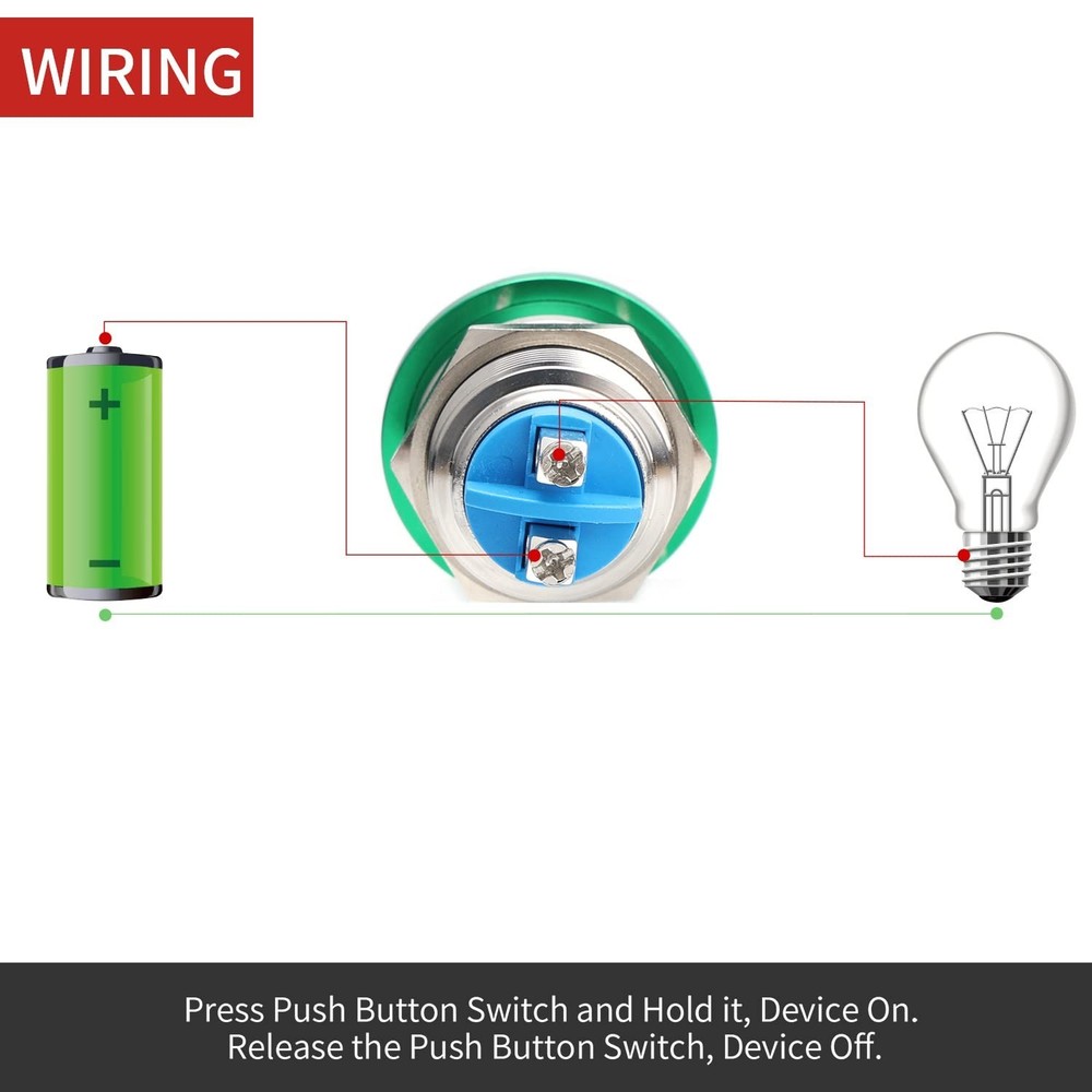 16MM Mushroom Head Push Button Switch Momentary Push Button IP65 Waterproof 12V