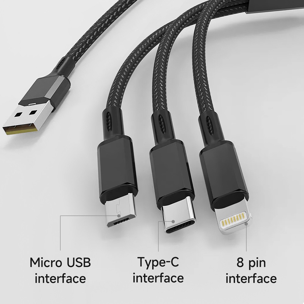 3-in-1 Fast Charging USB Cable Multi Function For Samsung iPhone LG Charger Cord