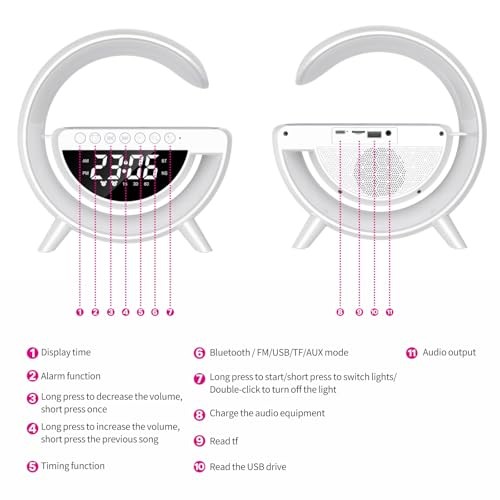 Smart Wireless Charging Table Lamp, Multifunctional Bluetooth Speaker & biack