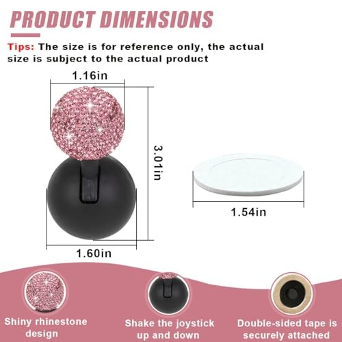 Car Push Start Button Cover, Rhinestone Engine Start Stop Button Joystick Pink