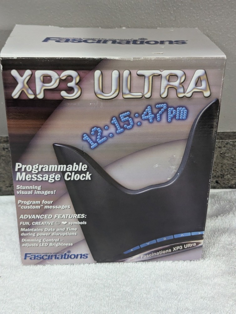 Vintage Fascinations XP3 Programmable Floating Message Clock Calendar w/ Box EUC