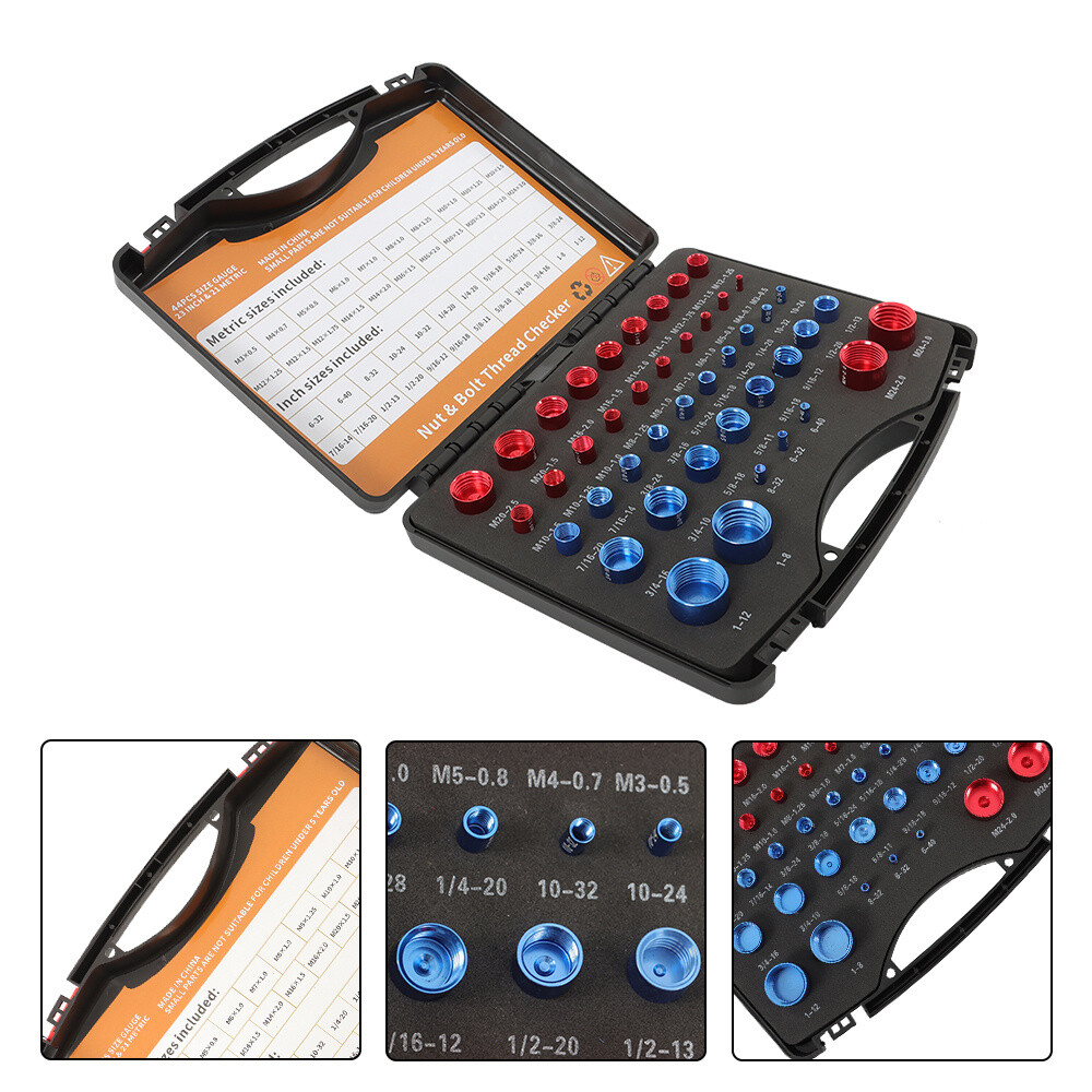44PCS Nut and Bolt Thread Checker Identifier Thread Gauges  (23Inch & 21Metric)