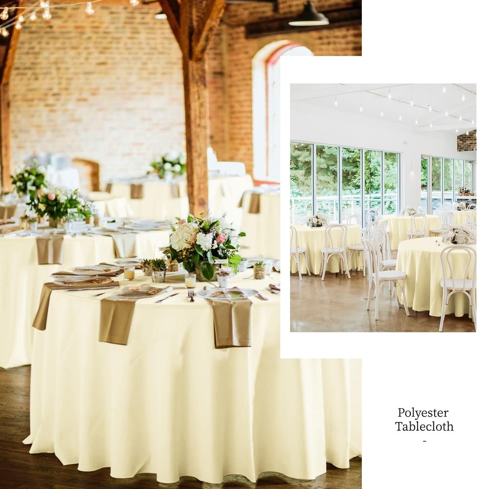 10 Pack Beige Round Tablecloth 90 Inch, Waterproof Polyester Table Cloth for ...
