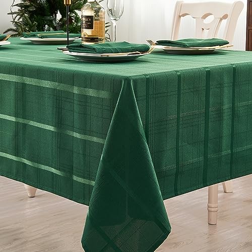 Rectangle Plaid Jacquard Tablecloth, 84" x 60" (Rectangular) Hunter Green