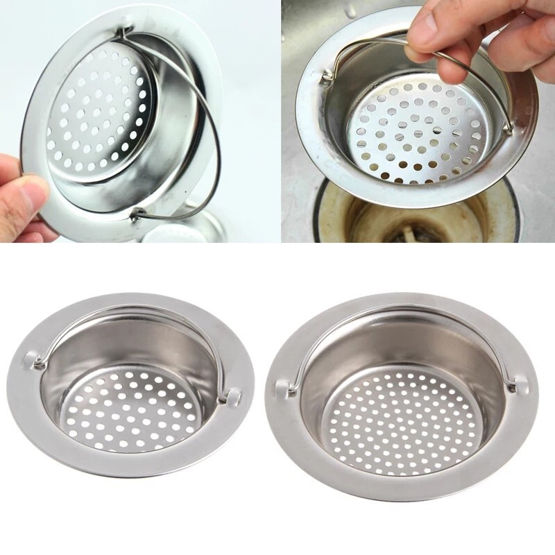 2 Pc Stainless Steel Kitchen Sink Strainer Filter With Portable Handle