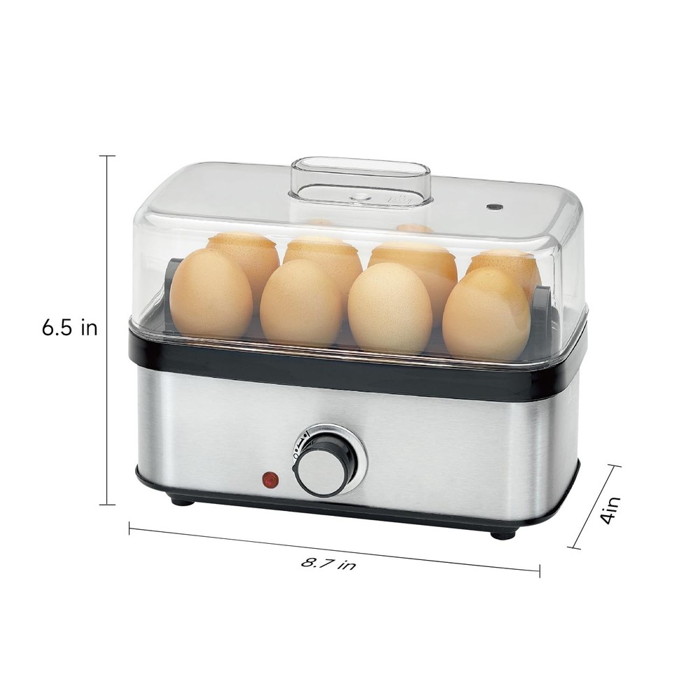 Rapid Electric Egg Cooker set Boiled Egg Maker 8 Capacity Large Silver