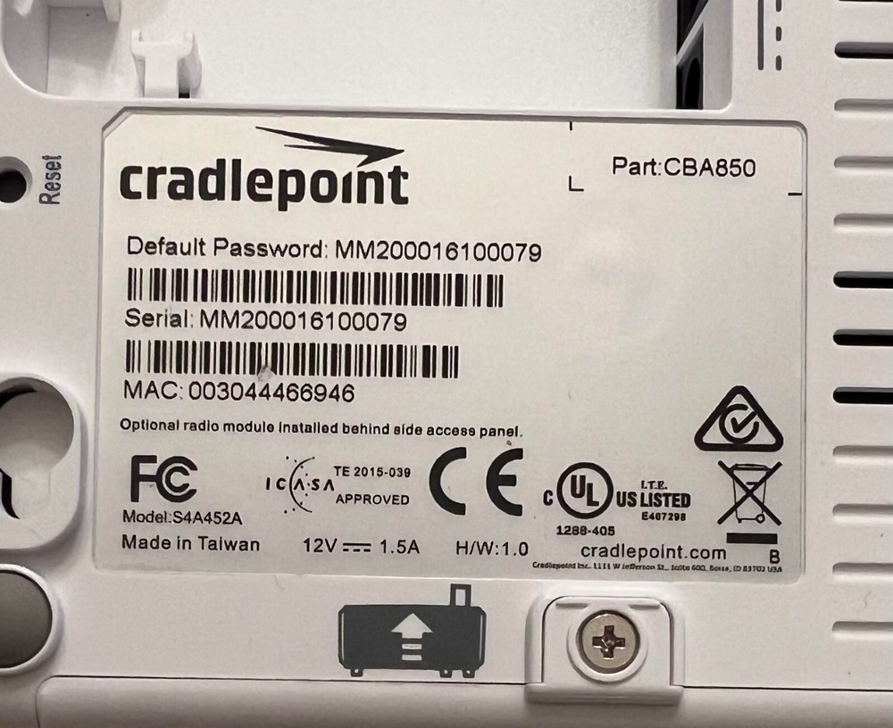 CRADLEPOINT MC400LP6 Cellular Wireless Router S4A452A CBA850