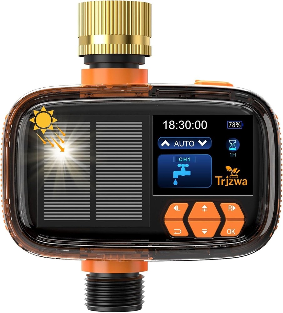 Solar Sprinkler Timer, USB-C Charging Irrigation System 2000mAh for Yard/Garden