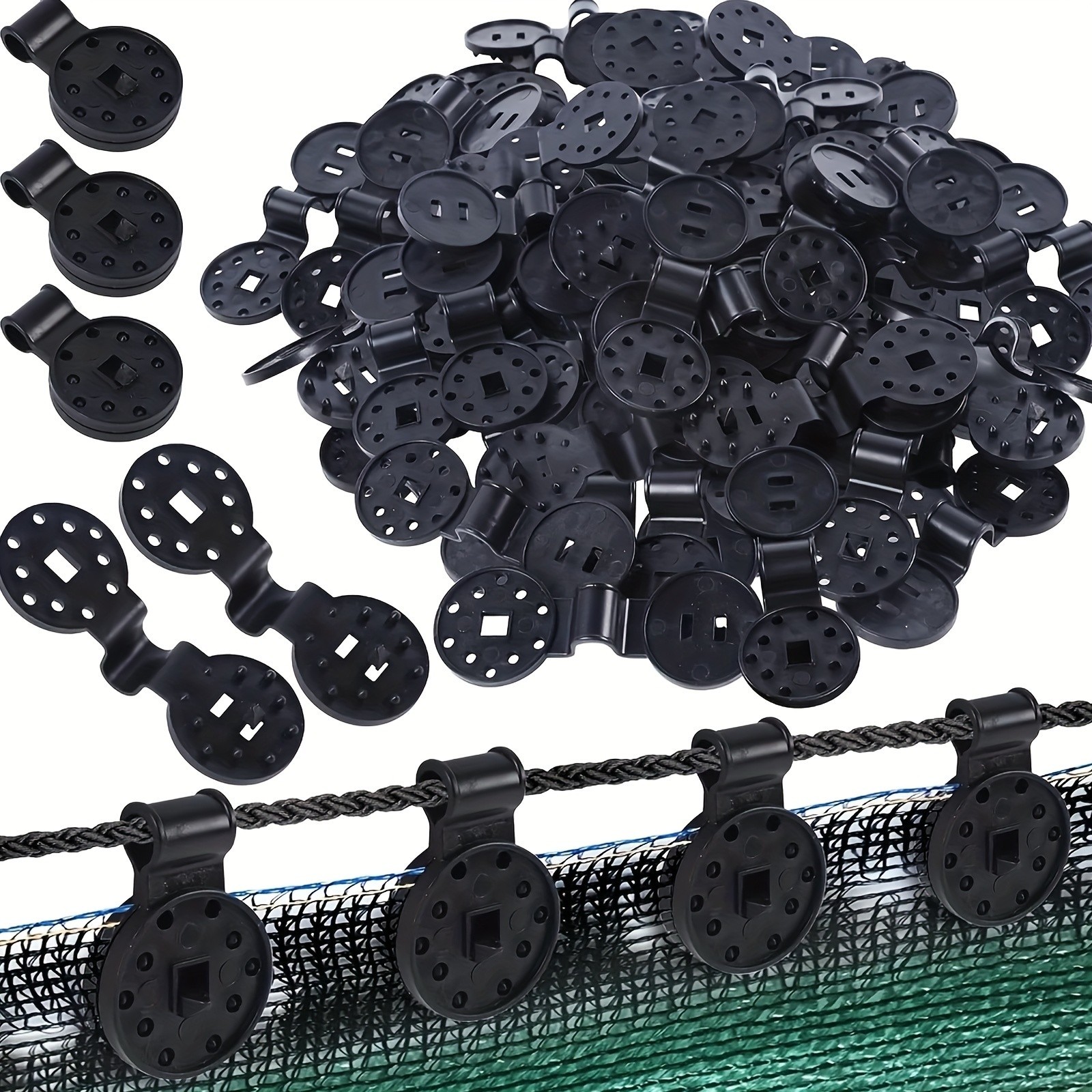 100PCS Black Plastic Net Clips - For Shade Cloth & Garden Netting Fixing