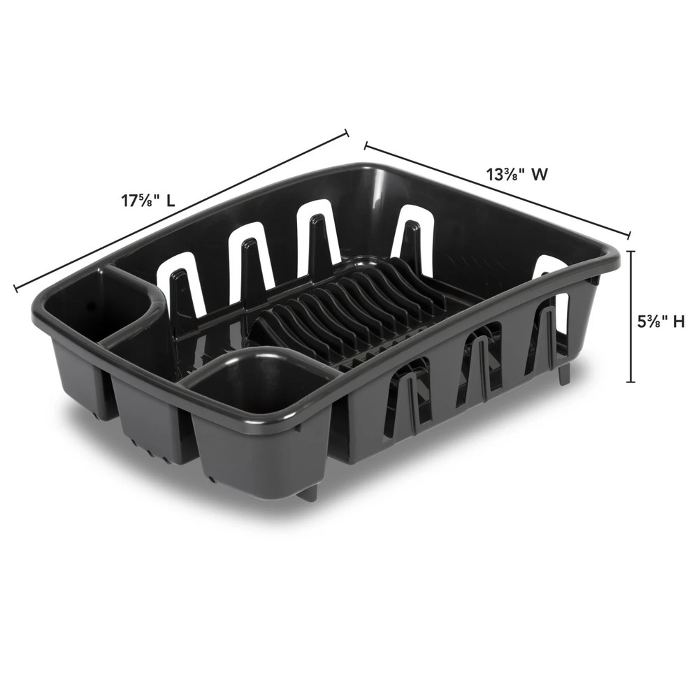 Sterilite Dish Drying Rack with Self Draining Base, Black