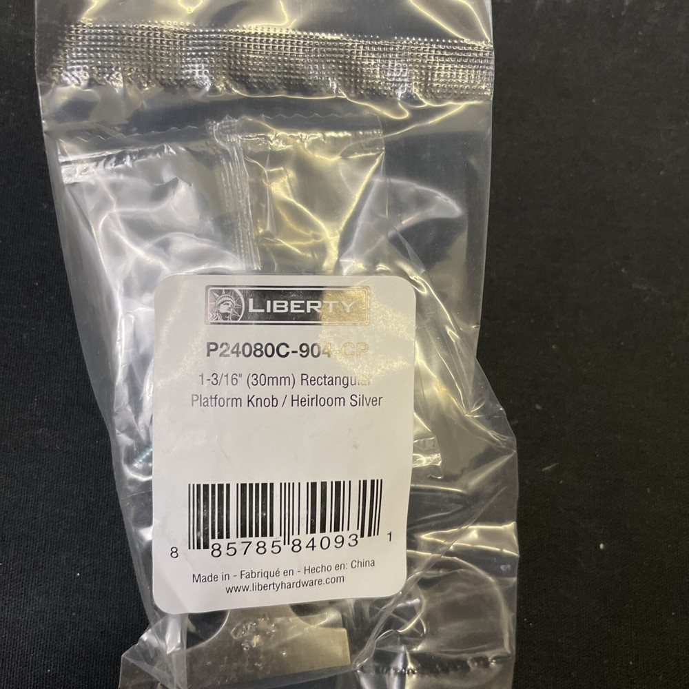 P24080C-904-CP 1-3/16” Rectangular Platform Knob Heirloom Silver