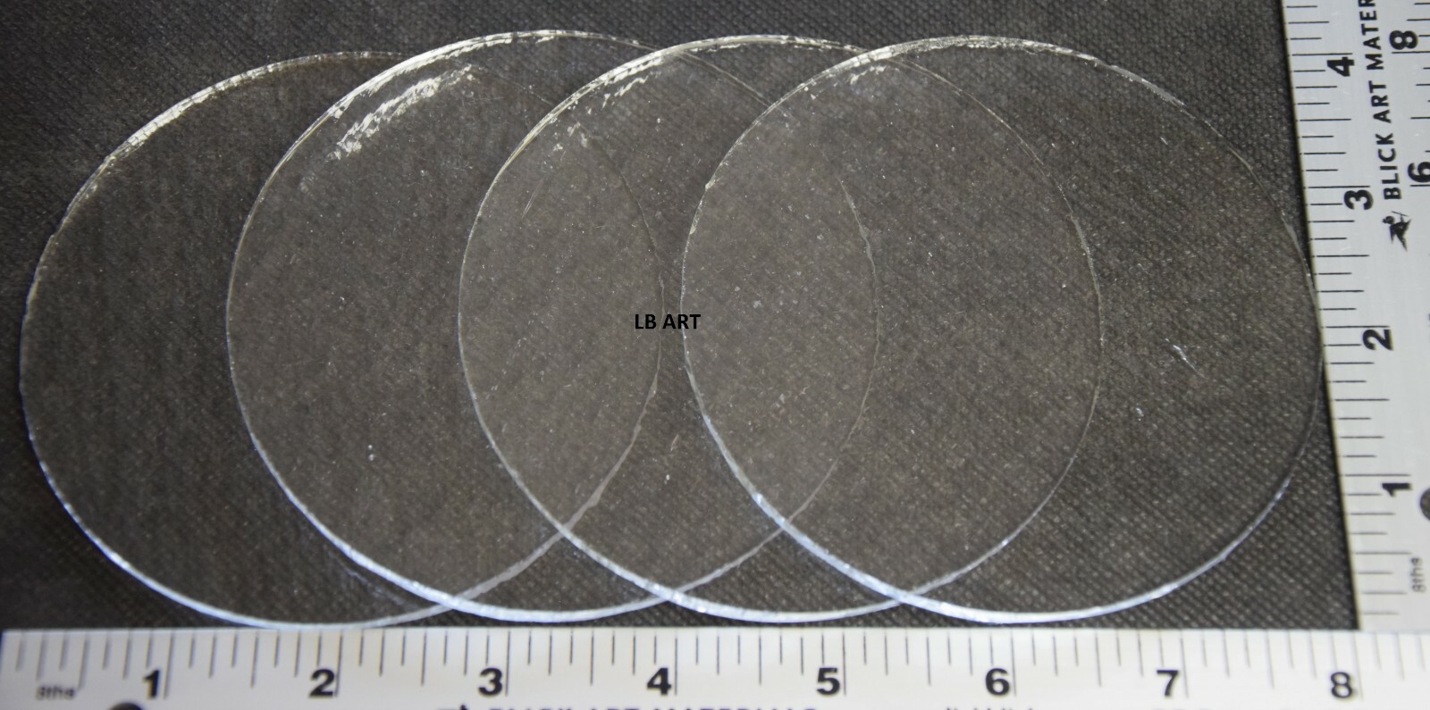 4 - 4" CIRCLES OF CLEAR BULLSEYE 3mm THICK GLASS 90 COE TESTED COMPATIBLE