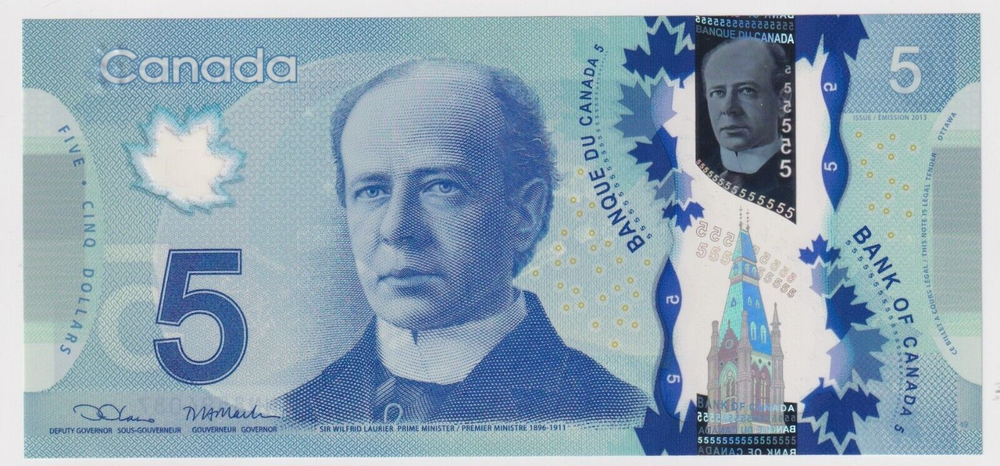 Canada $5 2013 P106e " Lane & Macklem "- UNC POLYMER NOTE - PREFIX INN