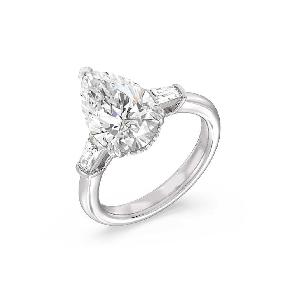 14K White Gold Semi Mount Setting Pear Cut Diamond Ring 0.70 Carat Wedding