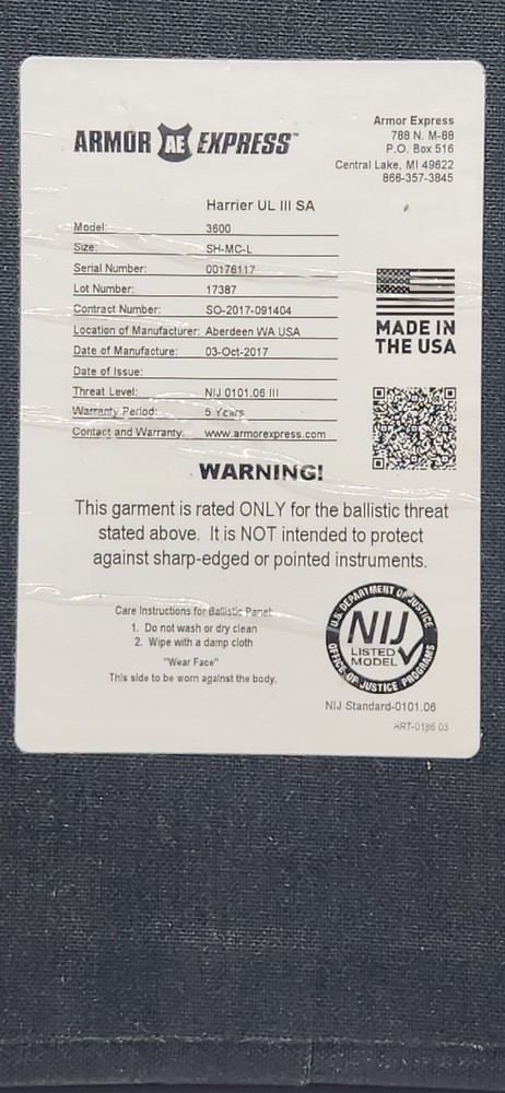 Armor Express 3600 Armor Plate