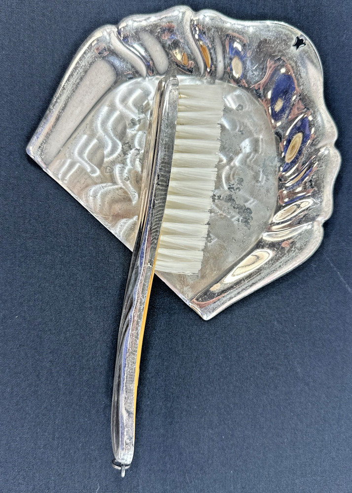Antique Silver Plated Crumb Set West Germany Tray Brush Rare