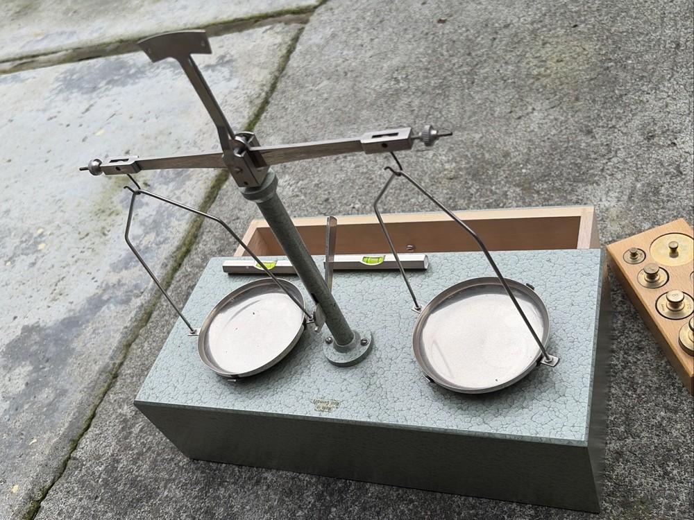 Vintage Equal Arm Scale & Weight Set, West Germany Complete
