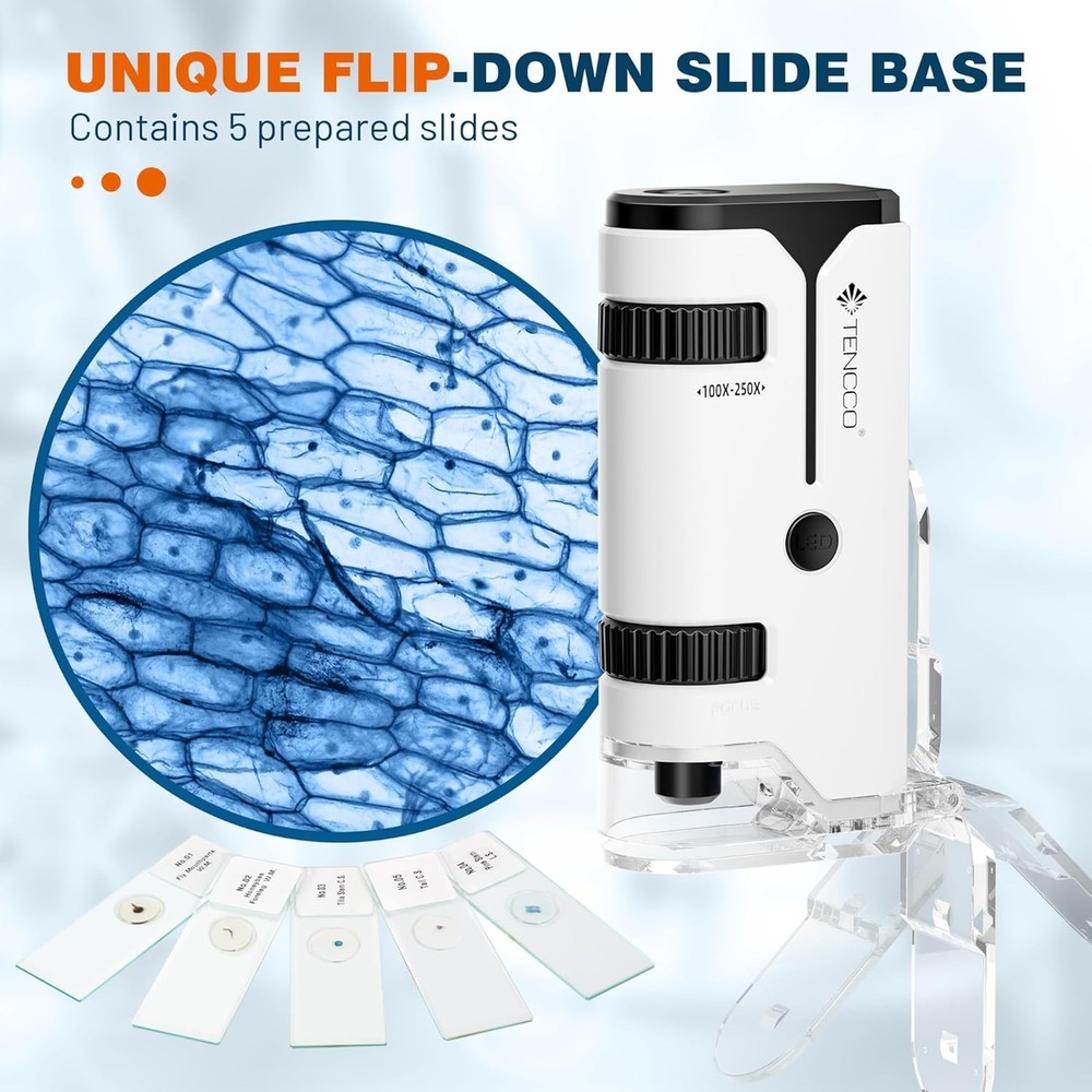 100X-250X Mini Pocket Microscope for Kids Adults, Protable Handheld Microscope