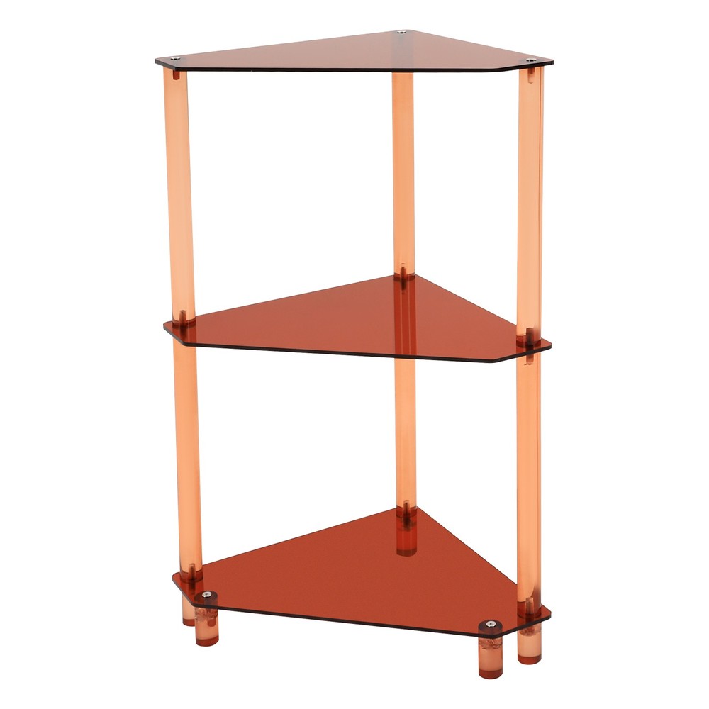 3 Tier Triangle End Table Acrylic Side Table Freestanding Side Table Brown