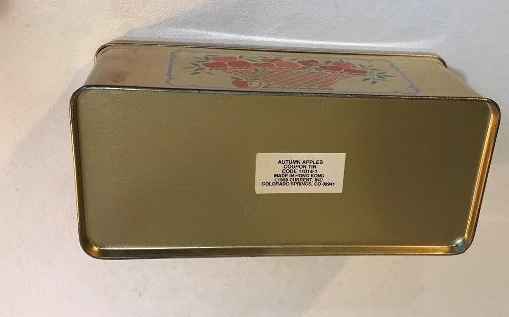 Apples Coupon Tin Rectangular Shaped Box~NO Dividers