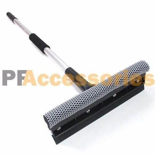 24 - 38" inch Extendable Rubber Window Cleaning Squeegee & Sponge for Windshield
