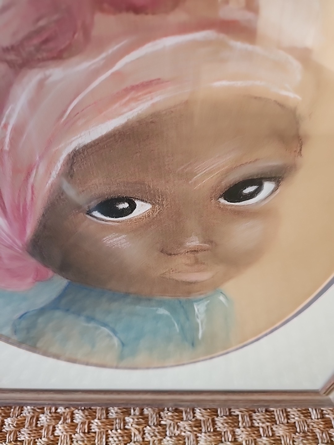 Young African American Girl Original Drawing Date 1983 Double Matted Under Glass