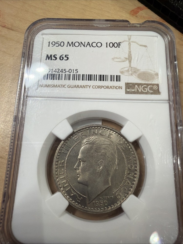 1950 Monaco 100 Francs MS65 NGC Graded