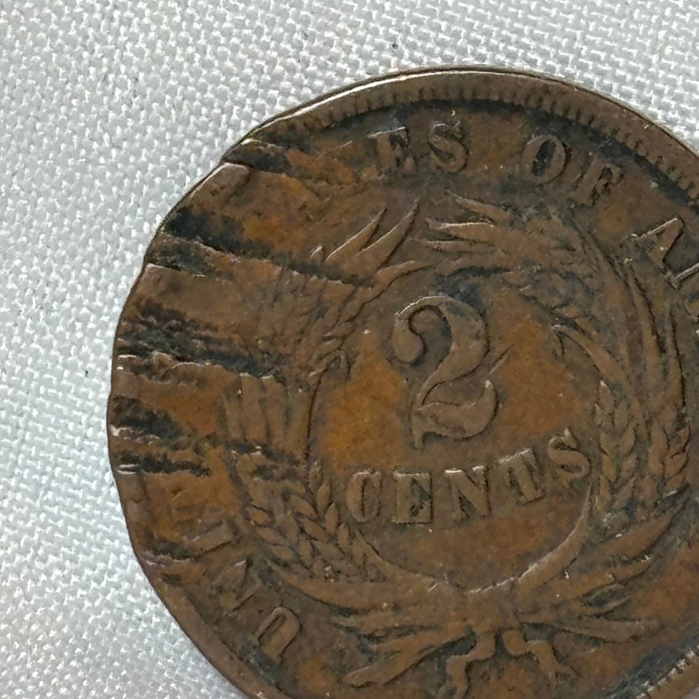 1865 Two Cent Piece Coin