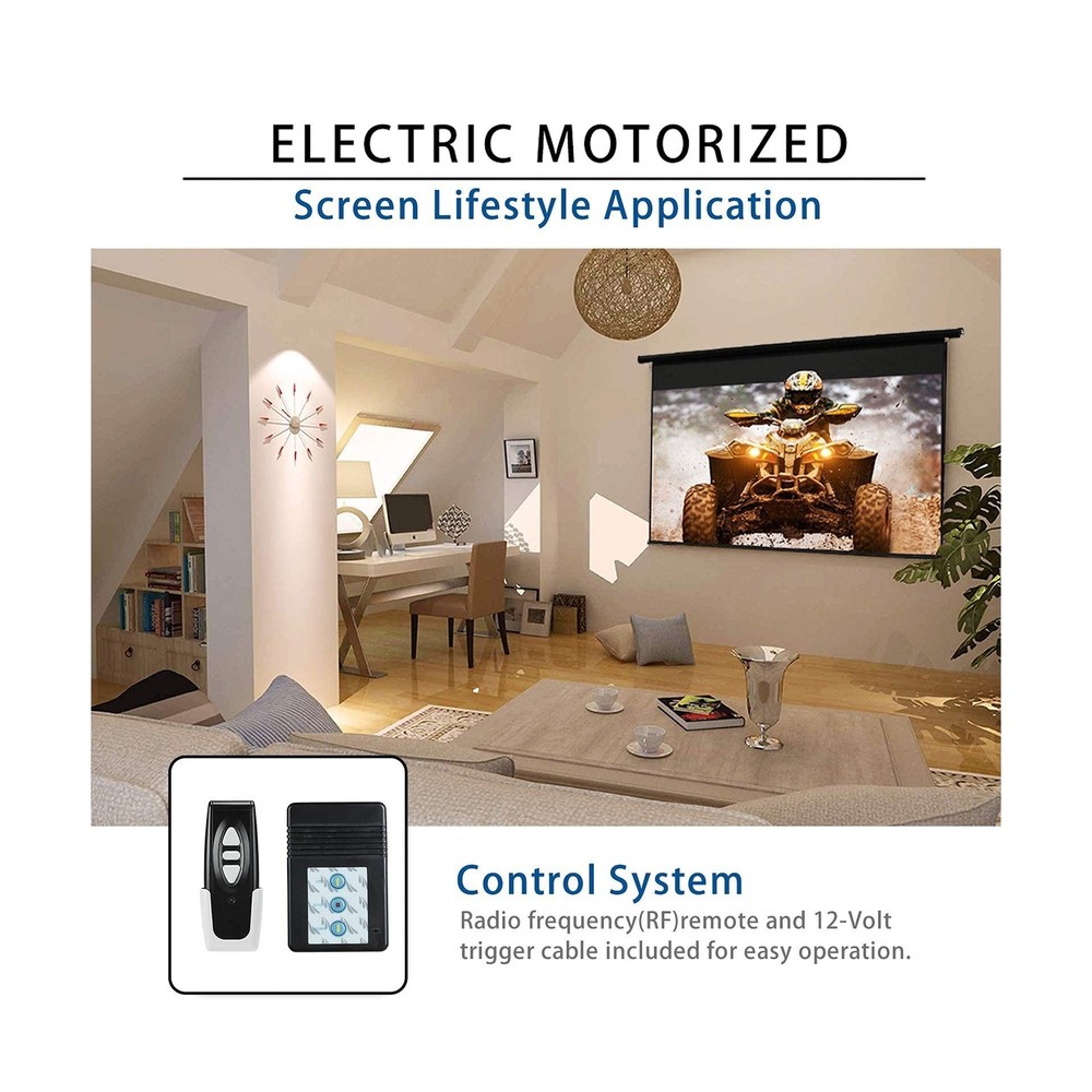 120" Motorized Projector Screen Electric Diagonal Automatic Projection 4:3 HD...