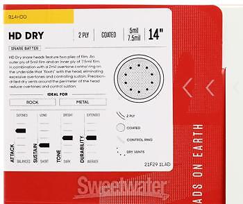 Evans Genera HD Dry Drumhead - 14"