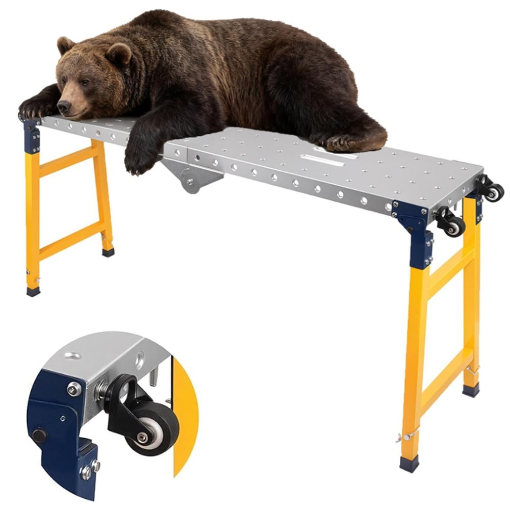 Welding Table 2200lbs Folding Workbench Stand with 5-Level Adjustable Height