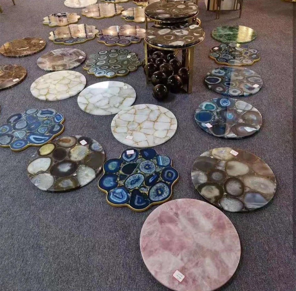 18"x18" Round Amythest Agate Table Top, Agate Side Table, Agate Round Table Gift