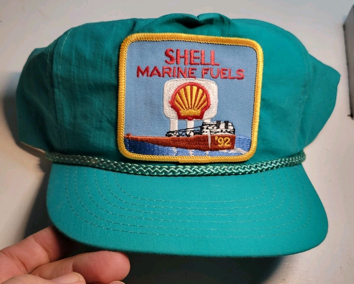 VTG 1992 Shell Marine Fuels 92 Patch Trucker Hat Cap Snapback Gas Oil