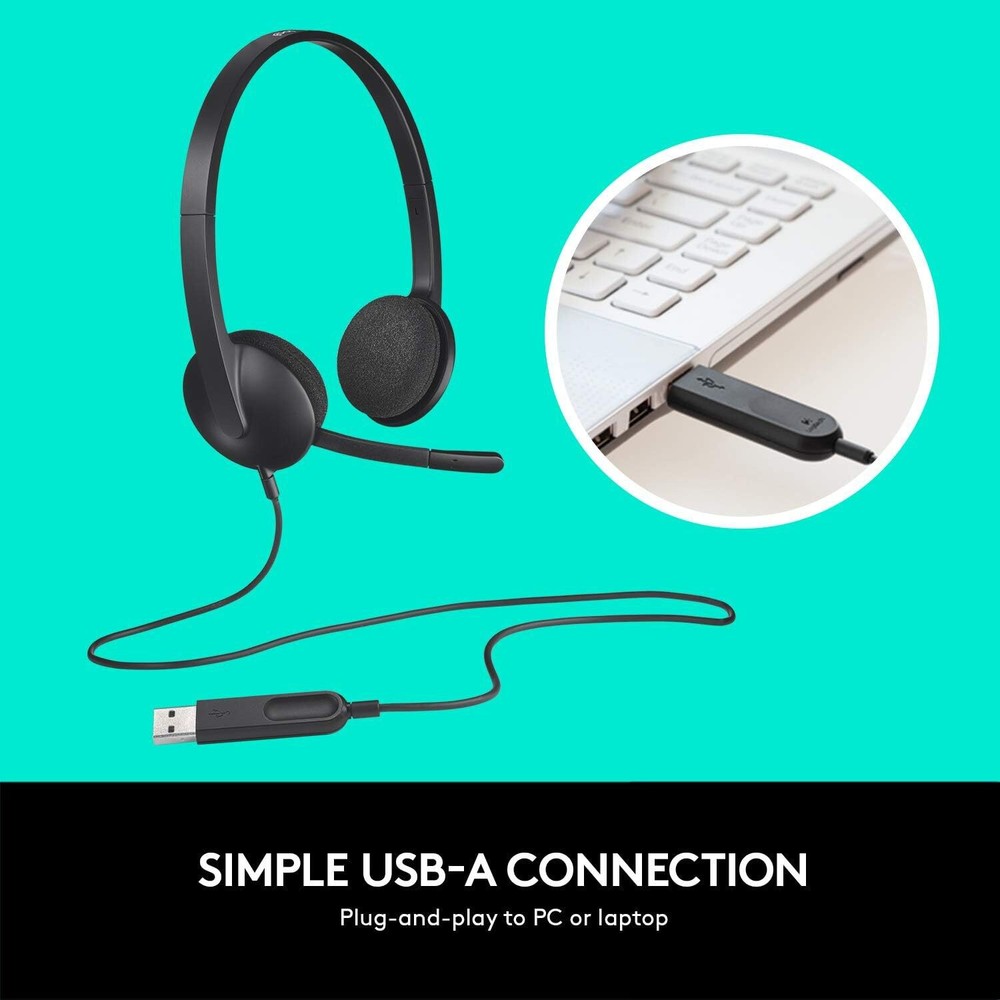 Logitech H340 USB Headset for PC & Mac – Black