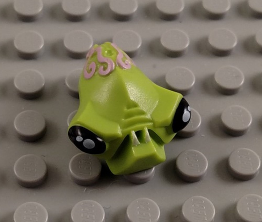 LEGO Lime Green Alien Conquest Minifigure Head with Fangs and Brains Pattern