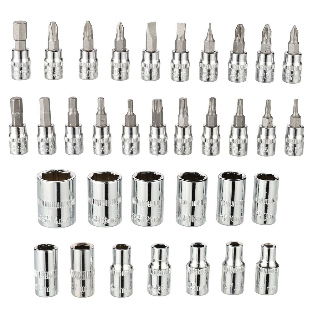 46-Pieces Ratchet Spanner Wrench Socket Set 1/4" Screwdriver Bits Hand Tool Kit
