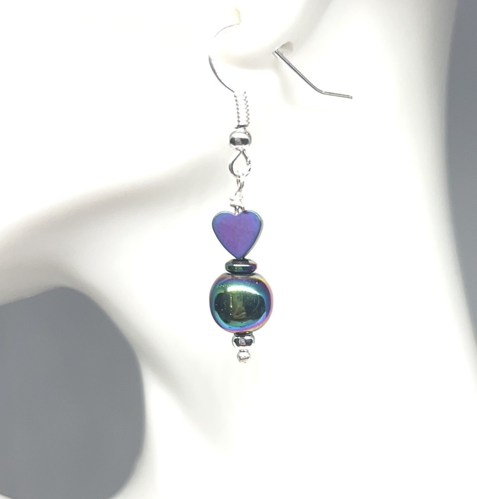 Rainbow Hematite Genuine Stone Handmade Earrings