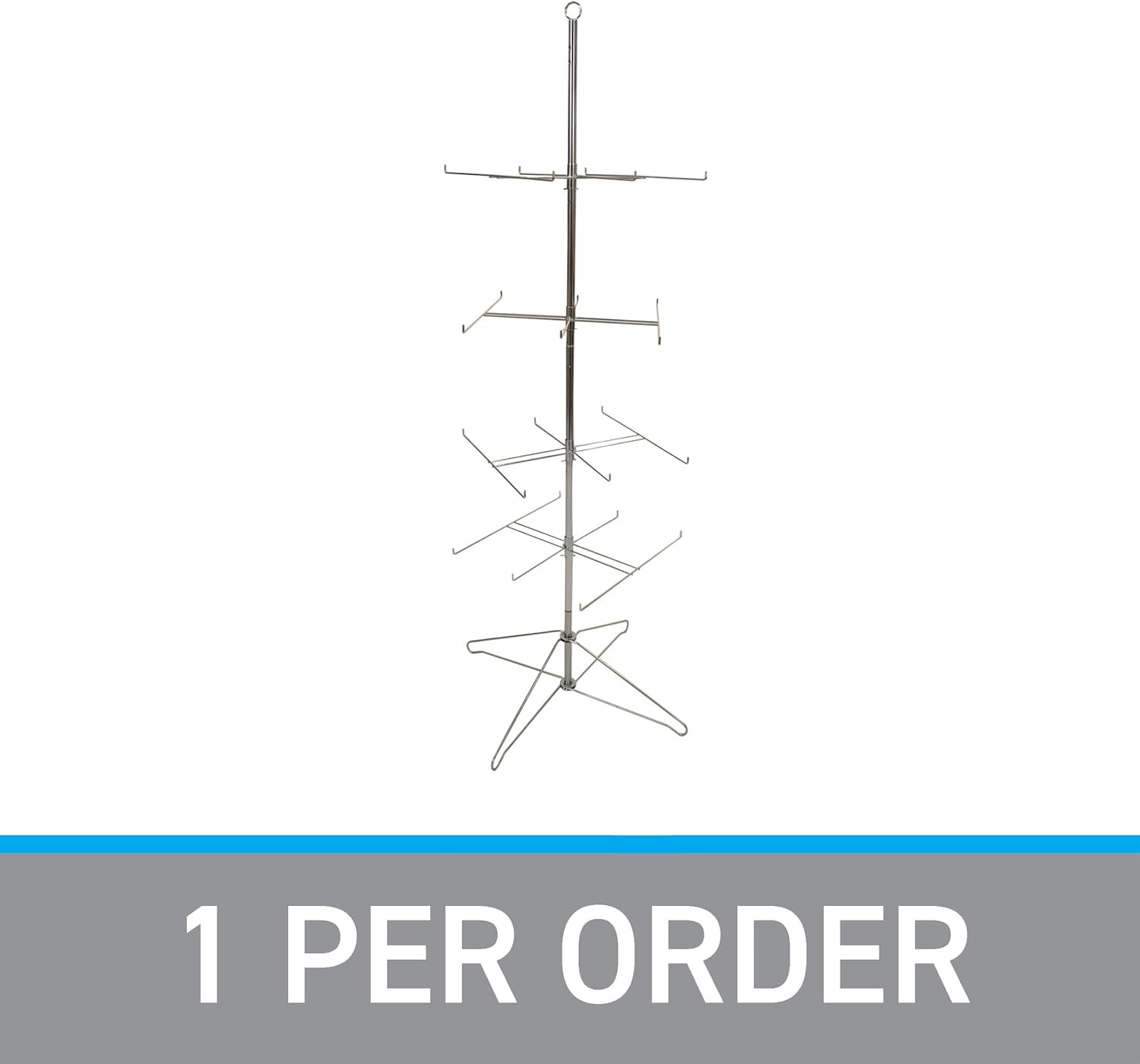 Wire Spinner Rack 4 Tier 24 Peg Rotating Chrome Floor Stand Capacity 50 lb 63 ½"