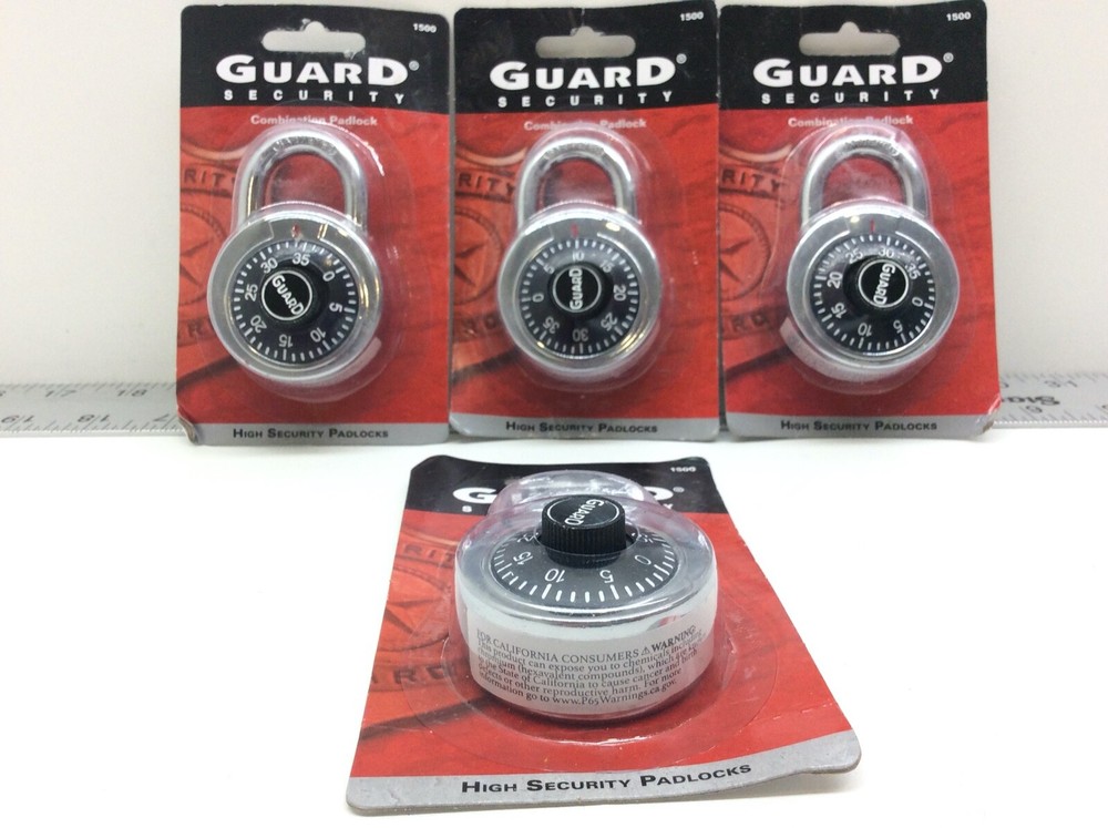 4 - Guard Security 1500 Combination Padlock 2" Chrome