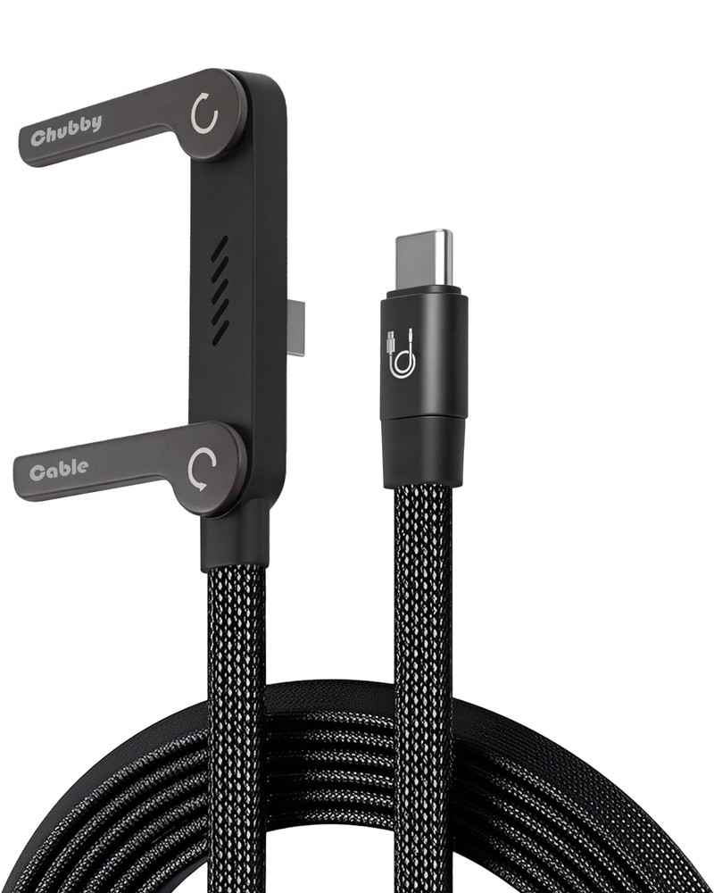 chubbycable StandLite 240W Braided Fast Charge Cable with 4.9ft, Black