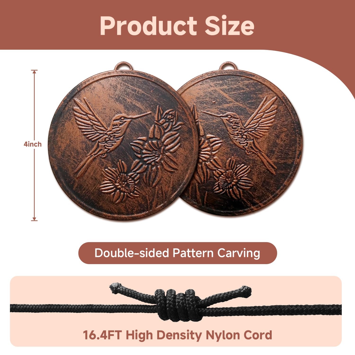 Replacement Wind Catcher, Circular Vintage Hummingbird Copper-hummingbird