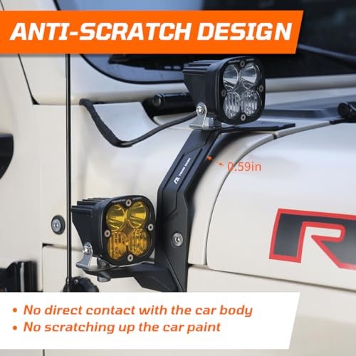 Dual A-Pillar Light Mounting - Windshield LED Light Brackets for Off Black-A
