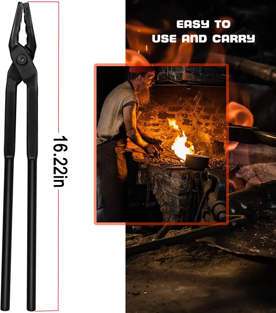 Blacksmith Tongs Wolf Jaw Blacksmithing Tool for Beginner & Professional Blacksm