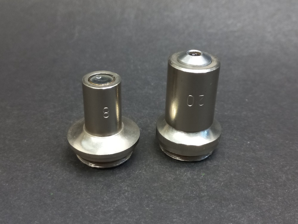 Soviet Vintage Microscope Lenses 2pcs, USSR Microscope Accessories