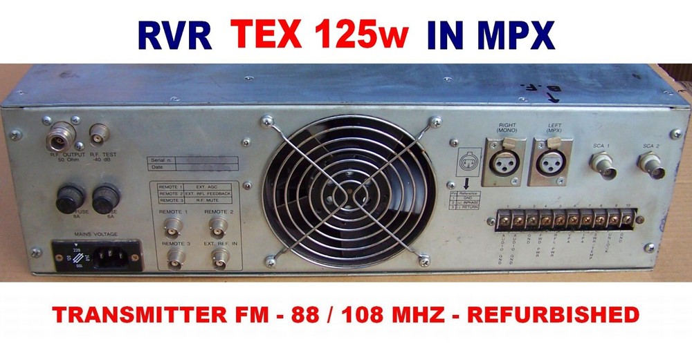 Broadcast Prof RVR TEX 125w FM Transmitter Wide Band 88 108 Mhz