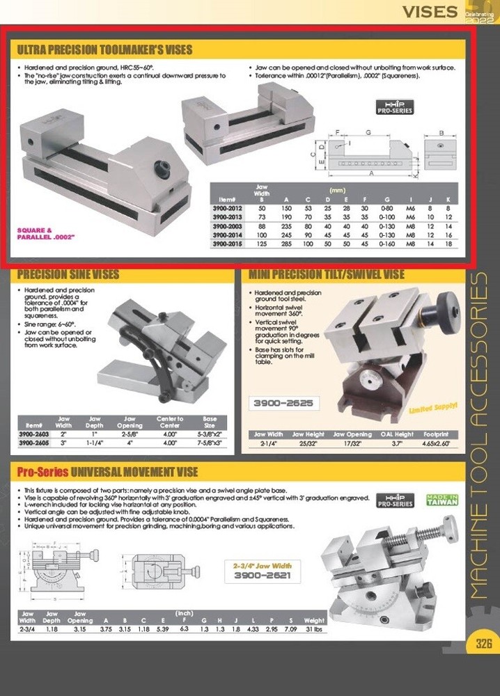 3" ULTRA PRECISION TOOLMAKER'S VISE (3900-2003)